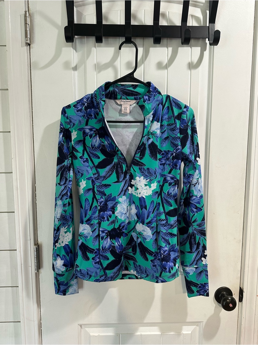 Tommy Bahama active quarter zip pullover  Teal Floral Zip-Front